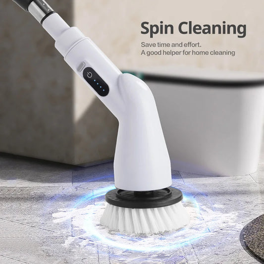 6-in-1 LCD Cordless Electric Cleaning Brush with Long Handle.