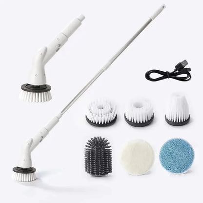 6-in-1 LCD Cordless Electric Cleaning Brush with Long Handle.