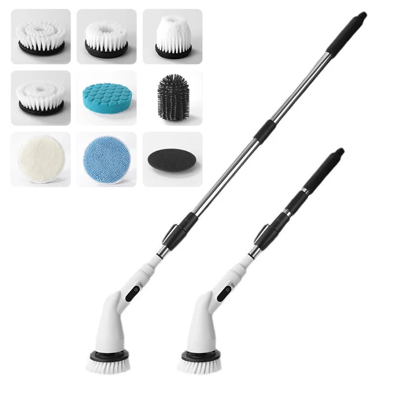 6-in-1 LCD Cordless Electric Cleaning Brush with Long Handle.