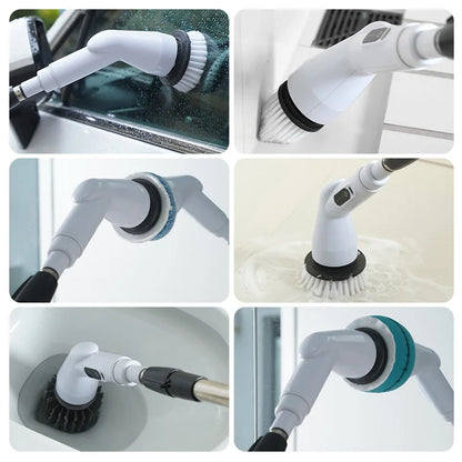 6-in-1 LCD Cordless Electric Cleaning Brush with Long Handle.